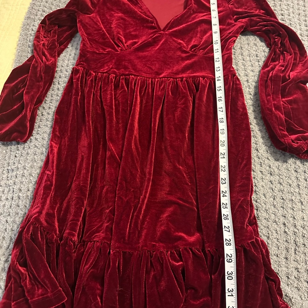 HALARA NWT Medium Maroon Velvet Long Sleeve Dress in Deep Red - Picture 6 of 6